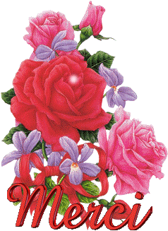 Gif animé merci bouquet de roses